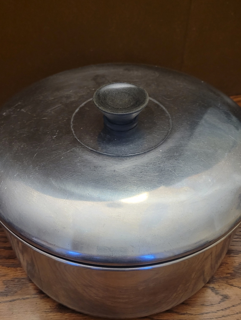 VINTAGE REVERE WARE 6 QT STOCK POT PAN COPPER BOTTOM 1801  w/ LID - Picture 2 of 7